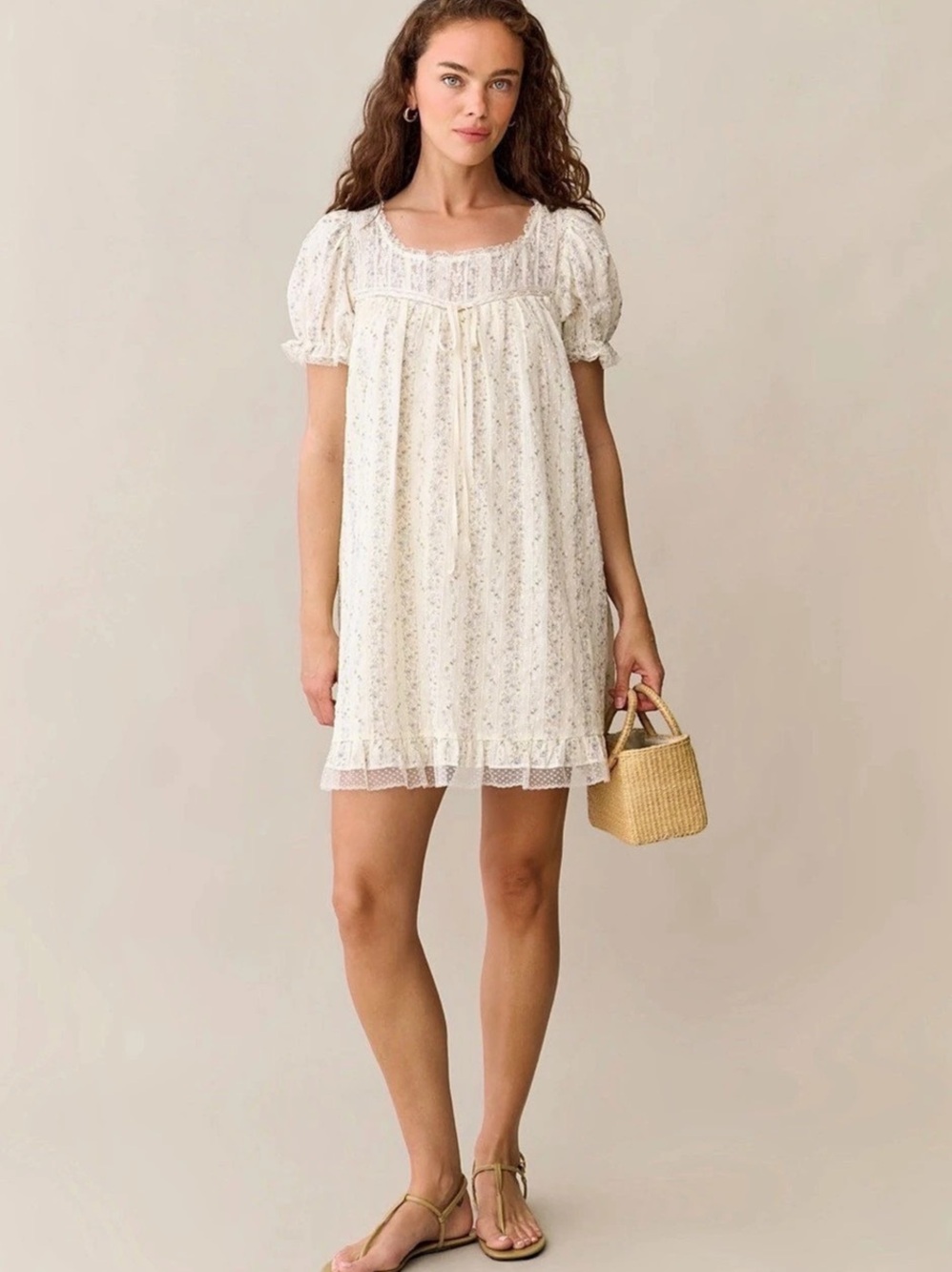 sorella Alethea Cotton Dress Floral Mini Dress Wispy blue Size Small NWT